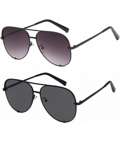 Oversized Aviator Sunglasses for Women Classic Oversized Sun Glasses UV400 Protection - 2pack-black+fade - CJ18S7QQX4U $43.26