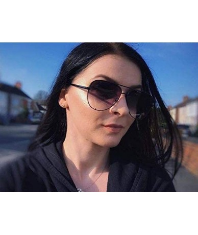 Oversized Aviator Sunglasses for Women Classic Oversized Sun Glasses UV400 Protection - 2pack-black+fade - CJ18S7QQX4U $48.38