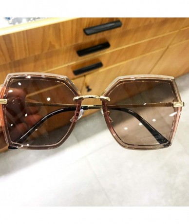 Square Large Frame Polarized Driving Sunglasses Female Square Fashion Cover Face Personality Sunglasses - CR18X9U5GG6 $97.42