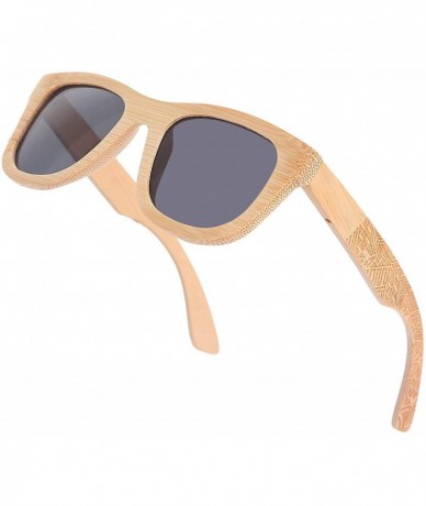 Round Bamboo Wooden Polarized Sunglasses with UV 400 Lens - Grey - C018H3W4IY6 $14.34