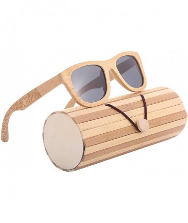 Round Bamboo Wooden Polarized Sunglasses with UV 400 Lens - Grey - C018H3W4IY6 $14.34