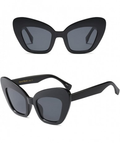 Wayfarer Retro Sunglasses Women Cat Eye Frame Design Eyewear Ladies Clarity UV400 - Black - CS18G7WKHDT $11.39