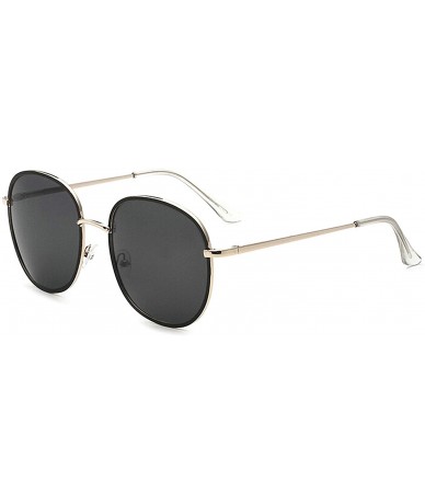 Oversized Retro Round Sunglasses for women metal Resin UV400 Sunglasses - Black Gray - C418T2TEOQ8 $29.74