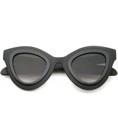 Cat Eye Womens High Fashion Two-Toned Chunky Oversize Cat Eye Sunglasses 42mm - Matte Black-black / Lavender - C312J18F43V $2...