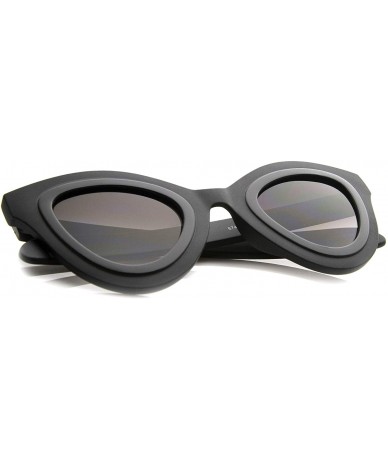 Cat Eye Womens High Fashion Two-Toned Chunky Oversize Cat Eye Sunglasses 42mm - Matte Black-black / Lavender - C312J18F43V $1...