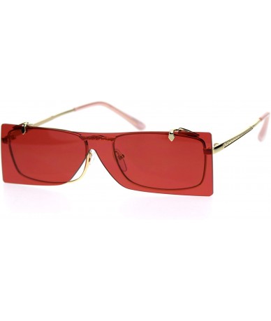 Shield Unisex Funky Shield Flip Up Retro Rectangular Victorian Sunglasses - Gold Red - C718TSXNQZ5 $15.02