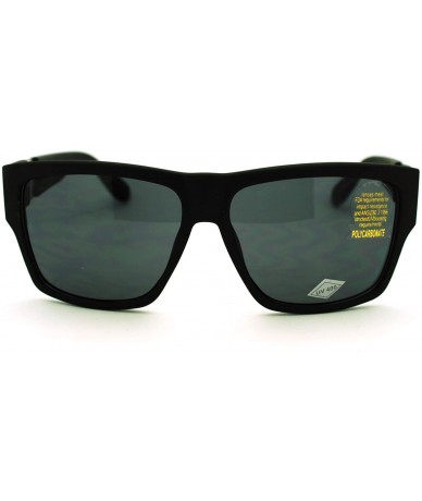 Rectangular Mens Metal Arrow Chain Emblem Rectangular Angular Horned Mobster Sunglasses - Matte Black - CQ11YFDZ5TL $9.07