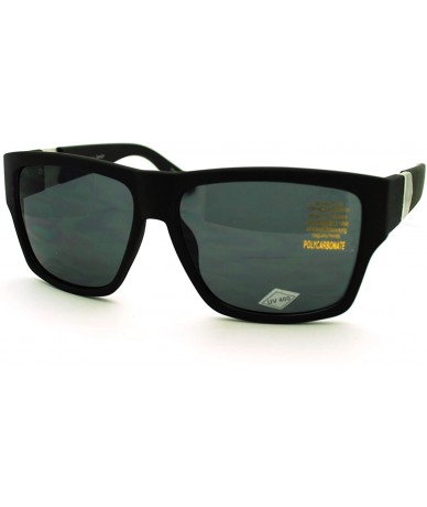 Rectangular Mens Metal Arrow Chain Emblem Rectangular Angular Horned Mobster Sunglasses - Matte Black - CQ11YFDZ5TL $9.07
