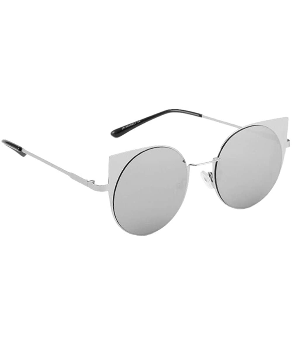 Rimless Polarized Sunglasses - Vintage Oversized Irregular Round Frame Brand Classic Sun Glasses - Silver - CI18ONR8XAN $9.42