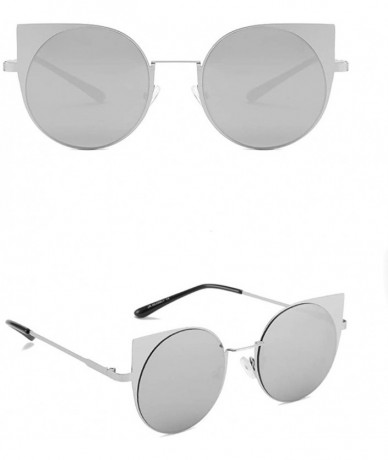 Rimless Polarized Sunglasses - Vintage Oversized Irregular Round Frame Brand Classic Sun Glasses - Silver - CI18ONR8XAN $9.42