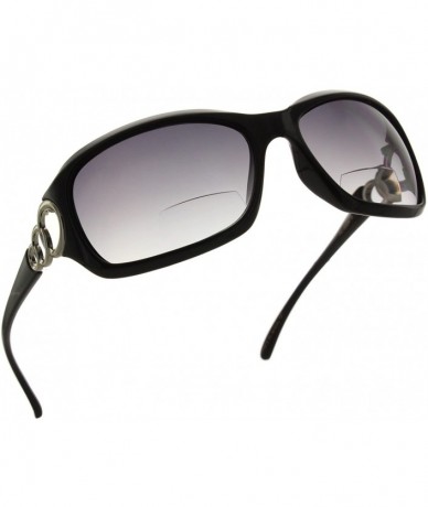 Shield Fashionable Bifocal Reading Sunglasses Readers for Women Bi Focal Glasses UV Protection - Black - CB1824XKI4O $36.04