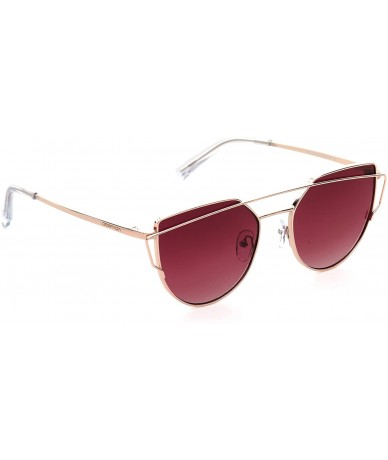 Round Made In ITALY Cat Eye Plastic Lens Street Fashion Metal Frame Women Sunglasses DS1517 - Gold - CA189NSAREX $48.31