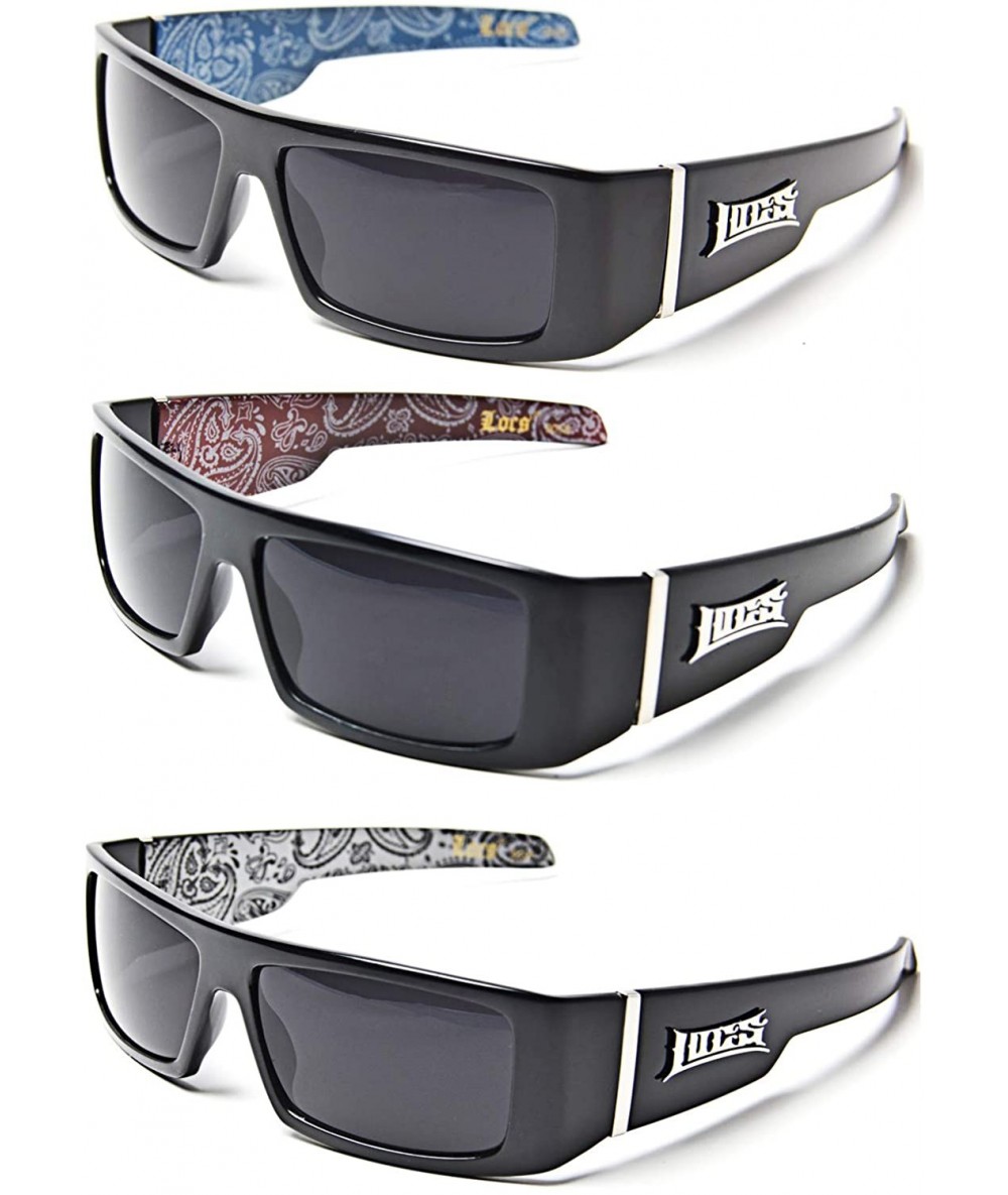 Wrap Gangsta Sunglasses Various Combos 58 Style - 3 Pack Blue Bandana Red Bandana White Bandana - CW199LWQAG4 $49.14