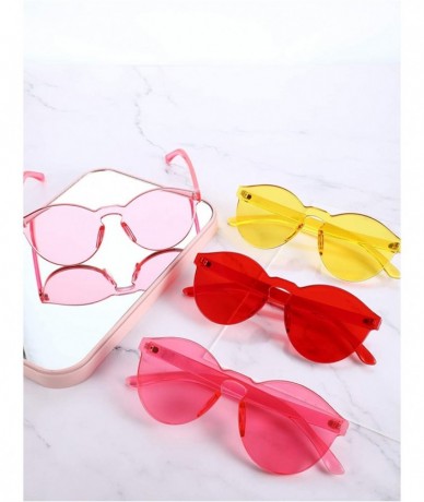 Round 4 Pairs Rimless Sunglasses Transparent Candy Color Sunglasses Tinted Eyewear - Red- Rose Red- Pink- Light Pink - CP18XS...