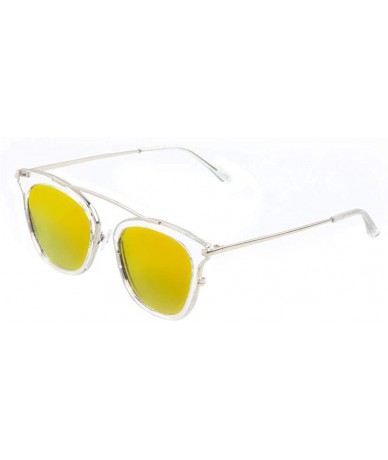 Square Bridgeless Square Lens Geometric Frame Cat Eye Sunglasses - Green Clear - CR1903WEODU $14.54