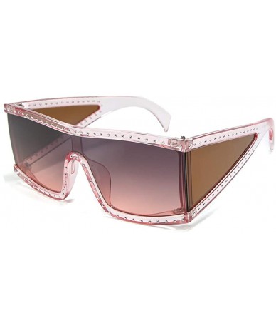 Shield Square Sunglasses for Women Men Celebrity Shield Rhinestone Goggle Frame Shades - CS196X7H572 $9.53