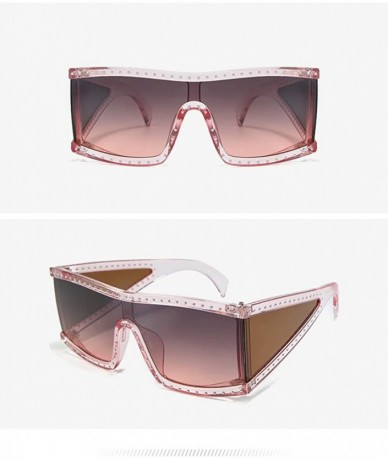 Shield Square Sunglasses for Women Men Celebrity Shield Rhinestone Goggle Frame Shades - CS196X7H572 $9.53