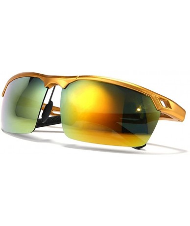 Aviator Sports Sunglasses Drive Polarized Sunglasses HD Outdoor Glasses - Reflective Gold Color - CS18425RCLY $30.21