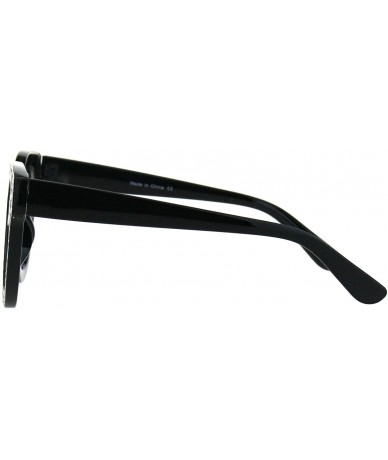 Rectangular Womens Engraving Star Bling Horned Rim Plastic Fashion Sunglasses - Black Smoke - C318HD8OD82 $11.28