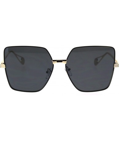 Rectangular Womens Metal Rim Squared Rectangular Butterfly Sunglasses - Gold Black Black - CT18SZRI676 $23.21