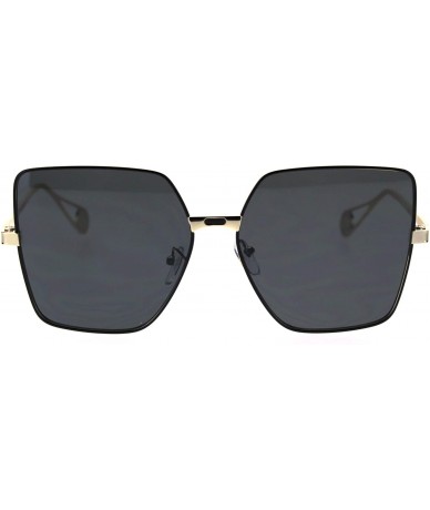 Rectangular Womens Metal Rim Squared Rectangular Butterfly Sunglasses - Gold Black Black - CT18SZRI676 $11.45