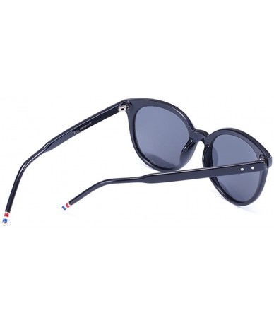 Oval TR90 Vintage Inspired Mirror Lens Oval Horned Rim Frame Retro Sunglasses - Black - CO12GYIC17N $15.65