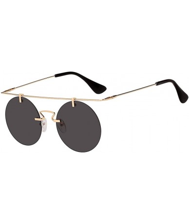 Round Men Women Vintage Round Brow Sunglasses Colored Metal Frame Tinted Lens Shades - Gold-smoke - CK18IGU032H $10.74