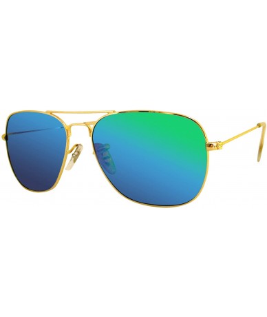 Aviator Polarized Military style metal aviator sunglasses for men and women - Green - CP18YKI6O9E $15.13