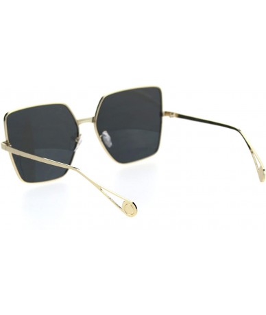 Rectangular Womens Metal Rim Squared Rectangular Butterfly Sunglasses - Gold Black Black - CT18SZRI676 $11.45