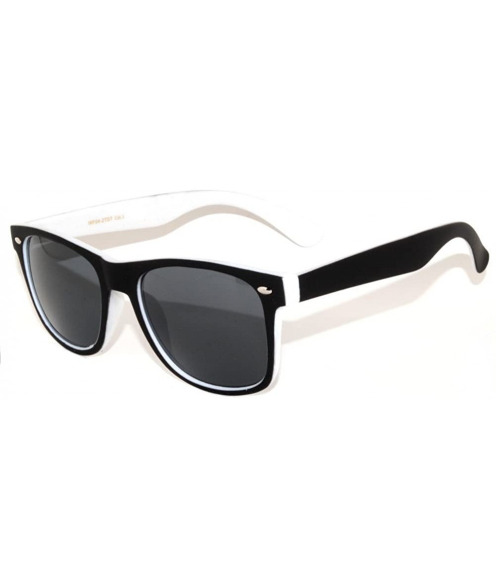 Wayfarer New Fashion Vintage Two - Tone colored frame Smoke Lens Sunglasses Retro 80's - White - CP11PFZEOYZ $8.98