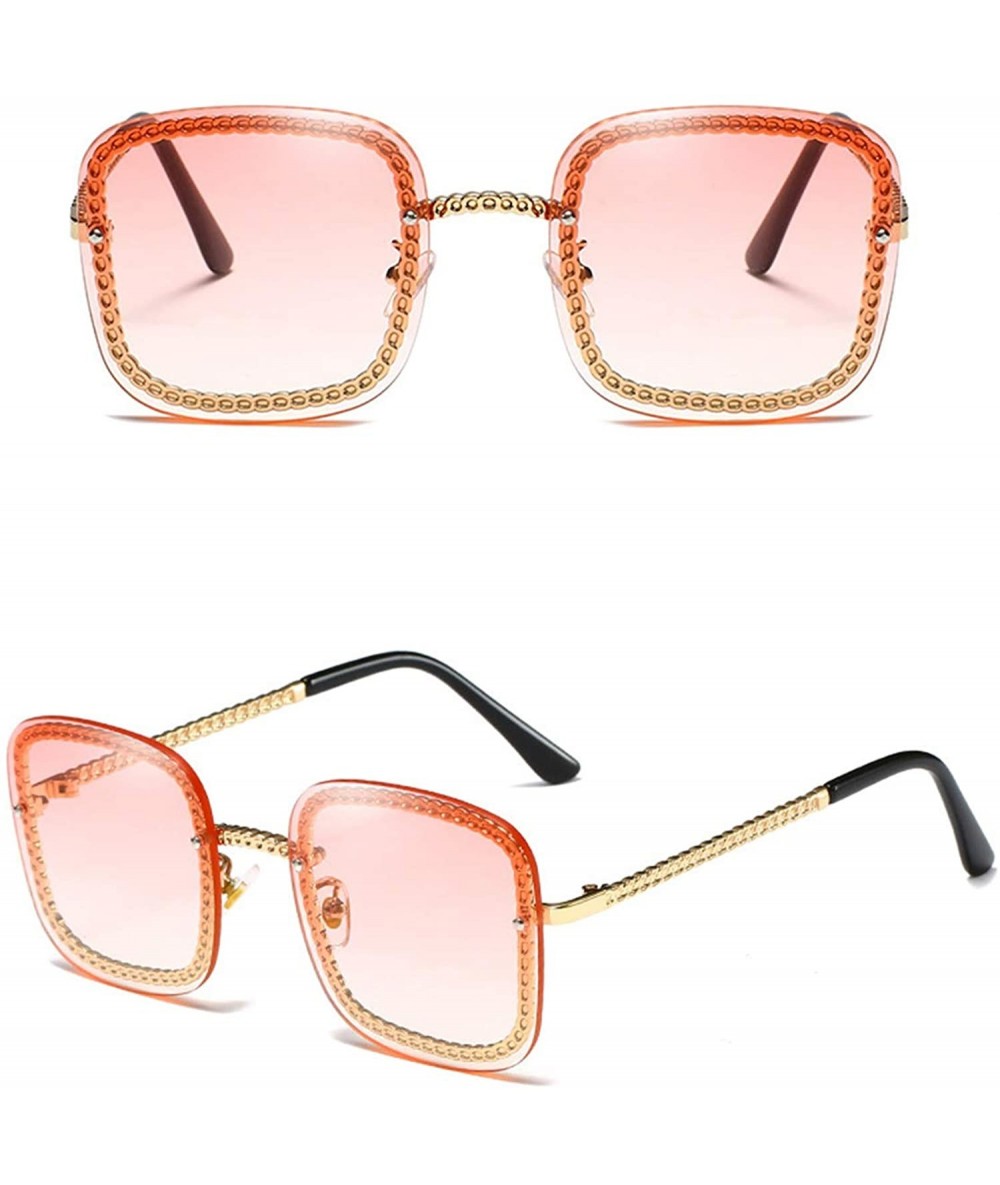 Oversized Females Polarized Sunglasses Protection Festival - Gold Pink - CF18TQYTDXU $40.54