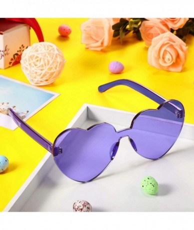 Rimless Love Heart Shape Sunglasses Transparent Party Sunglasses UV Protection Candy Color - Transparent Purple - CT199XZCY75...