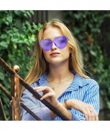 Rimless Love Heart Shape Sunglasses Transparent Party Sunglasses UV Protection Candy Color - Transparent Purple - CT199XZCY75...