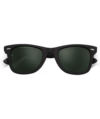 Wayfarer Stylish 80th Retro Unisex Polarized Sunglasses UV400 Classic Vintage Chic - Black -Green - CZ18DUX4M5H $20.89