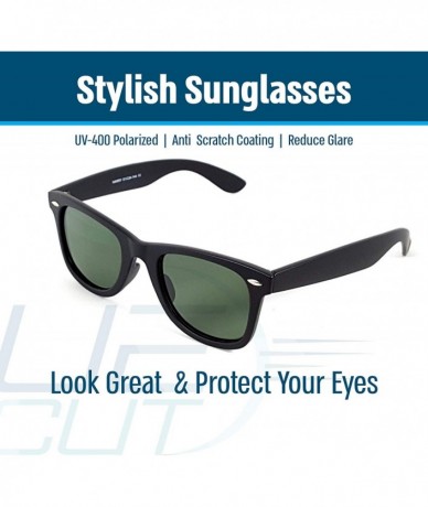 Wayfarer Stylish 80th Retro Unisex Polarized Sunglasses UV400 Classic Vintage Chic - Black -Green - CZ18DUX4M5H $7.92