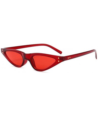 Aviator New Small Sunglasses Women Cat Eye Vintage Black Leopard Red Triangle C7 - C3 - CZ18YKULIXC $9.06