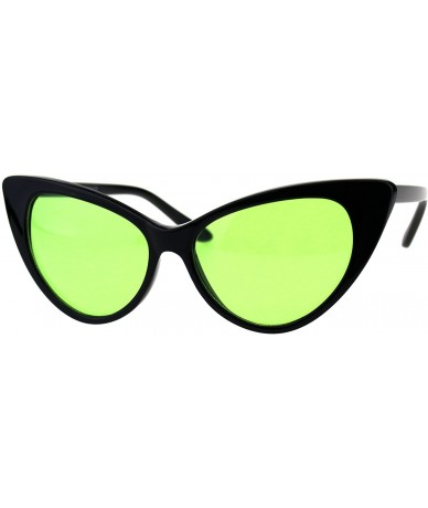 Cat Eye Womens Pop Color Lens Classic Plastic Cat Eye Goth Sunglasses - Black Green - CQ18EYGZTKS $11.38