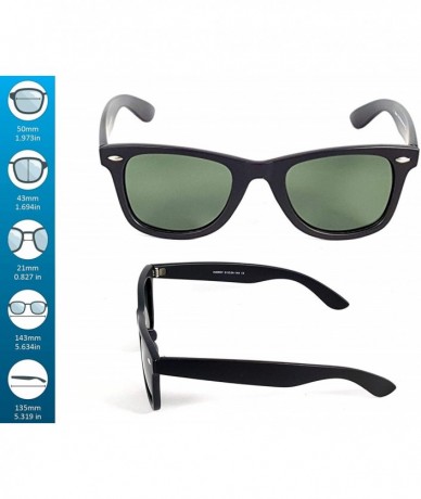 Wayfarer Stylish 80th Retro Unisex Polarized Sunglasses UV400 Classic Vintage Chic - Black -Green - CZ18DUX4M5H $7.92