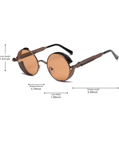 Round Retro Steampunk Fashion Round Metal Circle Frame Sunglasses - Amber-amber - C41804NX45Z $13.90