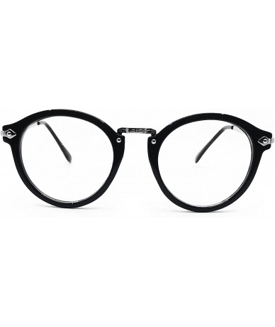 Aviator 8926 Women Men Vintage Classic Nerd retro Round Non-Prescription Clear Lens Glasses Frame - Black - CY18DK22LCL $13.14