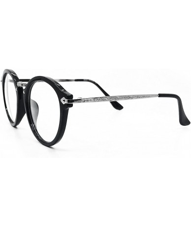 Aviator 8926 Women Men Vintage Classic Nerd retro Round Non-Prescription Clear Lens Glasses Frame - Black - CY18DK22LCL $13.14