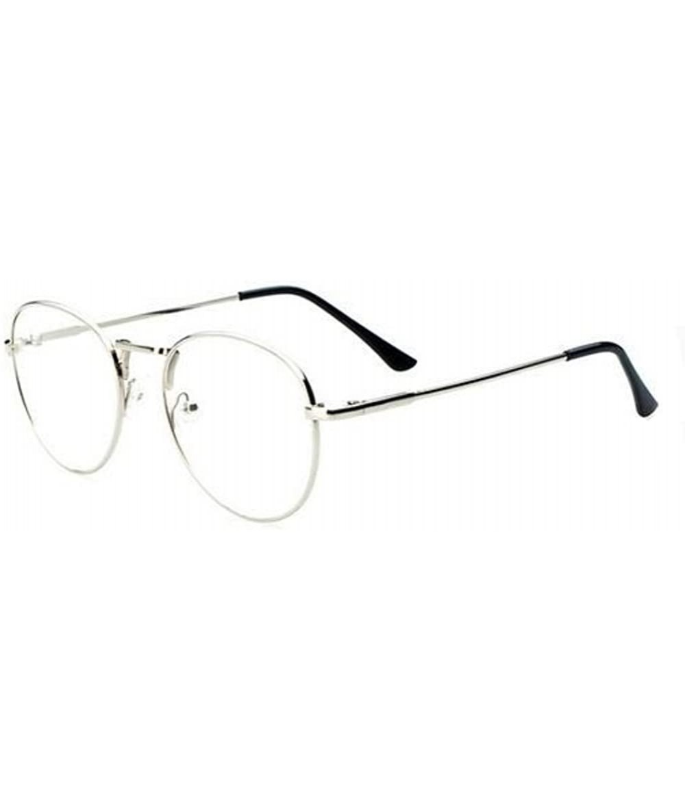 Goggle Men Eyeglasses Round Eyeglasses Women Optical Computer Eye Glasses Frame - Silver - CZ182W60927 $11.64