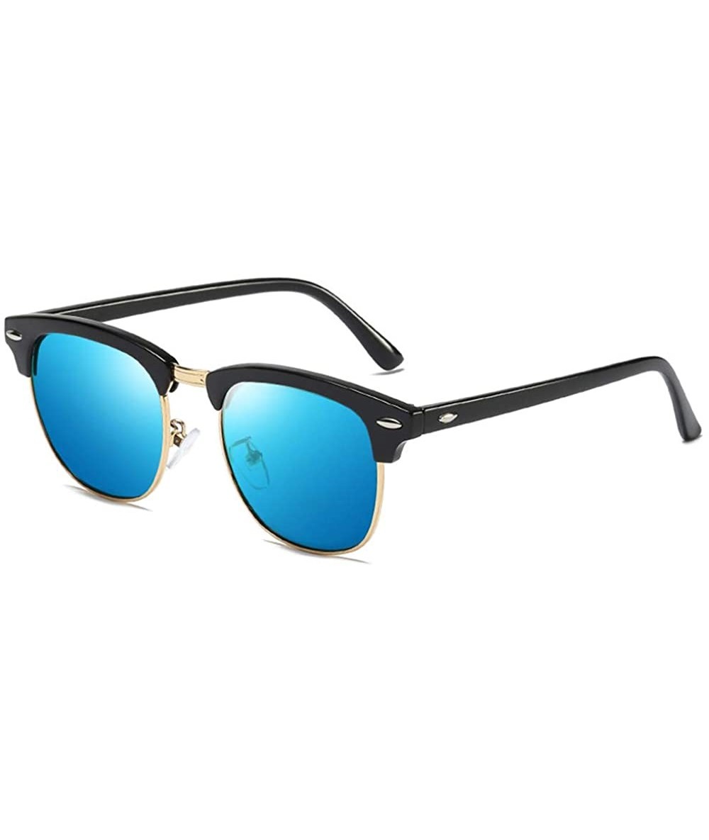 Semi-rimless Vintage Polarized Sunglasses for Men Women Classic Retro UV400 Protection Designer Style Sun Glasses - D - CB197...