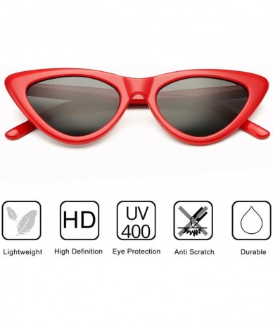 Goggle Retro Vintage Cat Eye Sunglasses for women Clout Goggles Composite Frame - Red/Grey - C218Q3DI70M $13.06