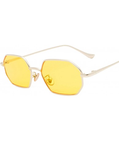 Round Retro Polygon Sunglasses Men Women Luxury Yellow Lens Square Sun Glasses Vintage Small Mirror Color - 6 - CL198ZUDHAU $...