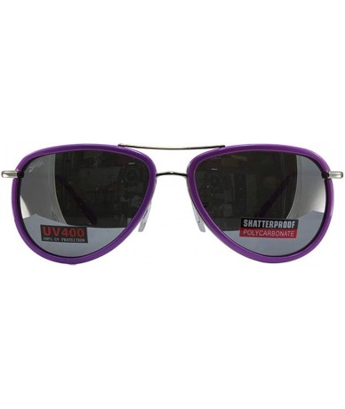 Aviator 3 Pairs Swag Aviator B Fashion Sunglasses Black Red Purple Frame Flash Mirror Lens - CU18Z6RG4CK $38.89