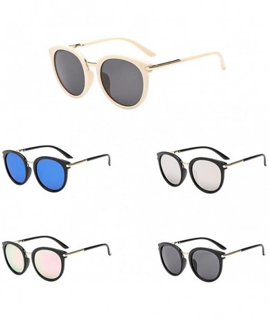 Round Vintage Sunglasses Women Men-Tigivemen Fashion Cat Eye Unisex Rapper Glasses Eyewear 100% UV Protection - White - C818R...