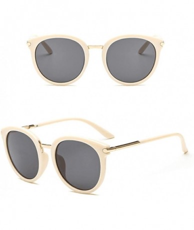 Round Vintage Sunglasses Women Men-Tigivemen Fashion Cat Eye Unisex Rapper Glasses Eyewear 100% UV Protection - White - C818R...