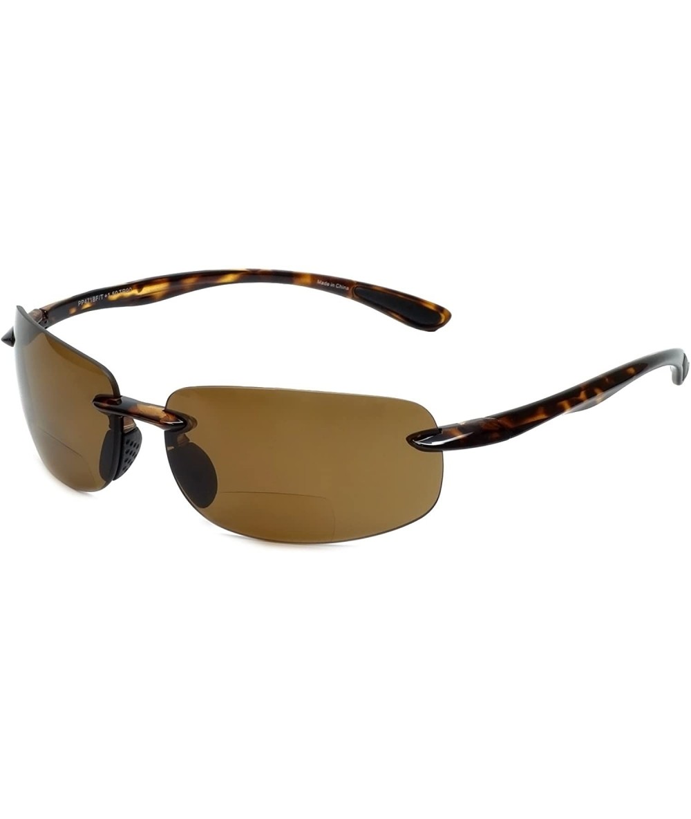 Wrap 471BF Polarized Bi-Focal Rimless Reading Sunglasses in Charcoal or Tortoise - Tortoise / Amber Lens - CL110I4UZU5 $94.02