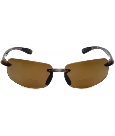 Wrap 471BF Polarized Bi-Focal Rimless Reading Sunglasses in Charcoal or Tortoise - Tortoise / Amber Lens - CL110I4UZU5 $36.08